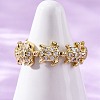 Brass Micro Pave Clear Cubic Zirconia Cuff Rings for Women RJEW-G345-01G-2