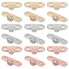 18Pcs 3 Colors Brass Micro Pave Clear Cubic Zirconia Slide Charms KK-GO0001-29-1