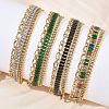 304 Stainless Steel & Glass Double Layers Chain Bracelets for Women BJEW-F540-10G-1