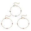 3Pcs Natural Malaysia Jade Rondelle Beads Link Bracelets BJEW-JB12655-1