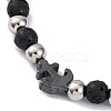 Natural Lava Rock & Synthetic Magnetic Hematite Anchor Beaded Bracelet BJEW-P339-01P-06-2