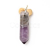 Elephant Natural Amethyst Pointed Pendants G-I333-06A-2