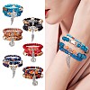 5Pcs 5 Style Wood & Glass Seed & Acrylic Beaded Stretch Bracelets Set with Baseball JB709C-5