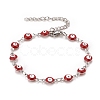 Enamel Oval with Evil Eye Link Chains Bracelet BJEW-P271-04P-2