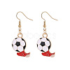 Alloy Enamel Football Dangle Earrings for Women WG983A9-01-1