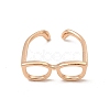 Brass Glasses Frame Open Cuff Ring for Women RJEW-F140-140KCG-1