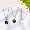 Flat Round with Letter Alloy Enamel Wine Glass Charms AJEW-AB00184-16-4