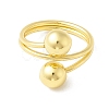 Rack Plating Brass Double Ball Finger Ring RJEW-B037-01G-1