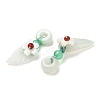 Natural Jadeite & Natural Green Onyx Agate & Crystal Dnout/Leaf Pendant Decorations G-G008-06-3