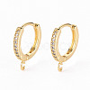Brass Micro Pave Clear Cubic Zirconia Hoop Earring Findings ZIRC-S068-009A-NF-1
