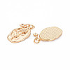 Brass Light Rose Rhinestone Pendants KK-S364-218-2