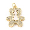 Brass Cubic Zirconia with Shell Pendants KK-K342-07G-1