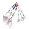 Chakra Jewelry Natural Rose Quartz Cone Dowsing Pendulums G-G771-E06-1