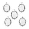 Tibetan Style Antique Silver Alloy Flat Oval Pendant Cabochon Settings TIBEP-M022-20AS-1