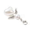 Heart Angel Glass Pearl & ABS Plastic Imitation Pearl Pendant Decorations HJEW-JM03565-01-4