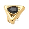 Triangle 304 Stainless Steel Rhinestone Open Cuff Rings for Women LS-RJEW-M048-03P-2