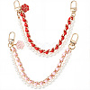 2Pcs 2 Colors Alloy Flower Phone Hand Strap Chains AJEW-SC0004-10D-1