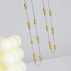 Two Tone 304 Stainless Steel Oval Bead Curb Chain Necklaces for Women WG4ACFD-01-2