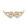 Brass Micro Pave Clear Cubic Zirconia Hollow Wings with Heart Connector Charms KK-L229-062G-1