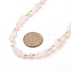 Natural Rose Quartz Chips & Pearl Beaded Necklace NJEW-JN04008-01-6