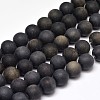 Frosted Natural Golden Sheen Obsidian Round Bead Strands G-F266-04-12mm-1