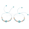 2Pcs Starfish and Turtle Synthetic Turquoise Beads Braided Bead Bracelets BJEW-JB11883-2