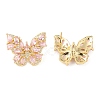 Rack Plating Brass with Cubic Zirconia Stud Earrings for Women EJEW-G394-06G-04-1