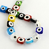 Square Handmade Evil Eye Lampwork Beads Strands LAMP-R004-05-2