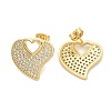 Rack Plating Brass Micro Pave Clear Cubic Zirconia Stud Earrings for Women EJEW-C125-06A-G-4