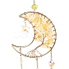 Natural Citrine Chips Beaded Moon Hanging Sun Catchers HJEW-M004-07-2