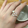 Heart 925 Sterling Silver with Natural Freshwater Pearl Cuff Rings for Women FS-WG385D2-01-4