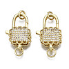 Brass Micro Pave Clear Cubic Zirconia Lobster Claw Clasps KK-Q769-032-NF-1