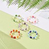 Glass Beaded Flower Wrap Stretch Finger Ring for Women RJEW-MZ00002-2