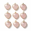 Electroplate Natural Rose Quartz Pendants G-T112-03H-2