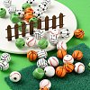 100Pcs 5 Style Painted Natural Wood European Beads WOOD-LS0001-45-5