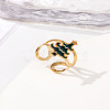 304 Stainless Steel with Enamel Cuff Rings for Women RJEW-Z116-01G-02-1