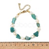 Raw Natural Amazonite Nuggets and Natural Cultured Freshwater Pearl Bead Beaded Bracelets BJEW-JB14387-02-4