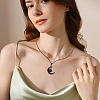4Pcs 4 Colors Glass Flat Round & Alloy Moon Pendant Necklaces Set NJEW-AN0001-55-5