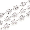 Brass Glass Butterfly Charm Link Chains CHC-T018-11B-P-1