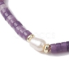 Natural Lepidolite and Pearl Beads Btacelets BJEW-JB10681-02-3