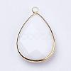 Golden Tone Brass Glass Teardrop Pendants GLAA-M006-A-22G-2