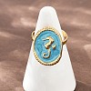 304 Stainless Steel Enamel Open Cuff Rings for Women RJEW-K301-06B-01-3