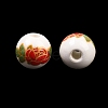 Floral Printed Porcelain Beads PORC-Q199-10mm-15-4