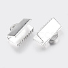 Silver Color Plated Brass Ribbon Crimp Ends J0JMT-S-NF-1