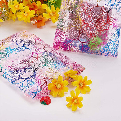 Rectangle Printed Organza Drawstring Bags CON-PW0001-058C-02-1