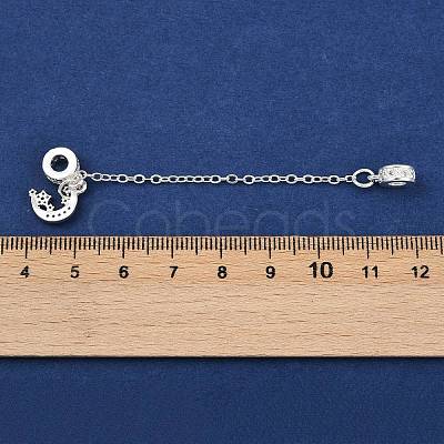 Brass Pave Clear Cubic Zirconia European Safety Chains with Charms KK-L236-16D-S-1