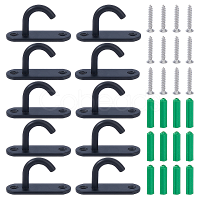 10Pcs Stainless Steel Heavy Duty Ceiling Hooks with Iron Screws and Plastic Anchors STAS-FH0002-54EB-1