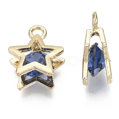 Brass Micro Cubic Zirconia Charms X-KK-N235-034C-1
