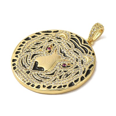 Brass Micro Pave Clear Cubic Zirconia with Enamel Pendants KK-R162-073A-G-1