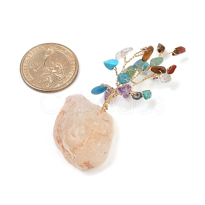 Natural Mixed Gemstone Chips Tree of Life Display Decorations AJEW-JD00015-02-1